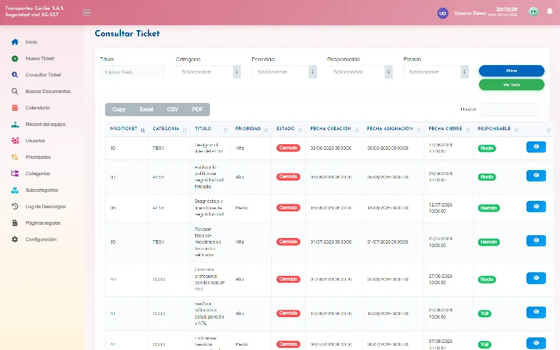 Consulta y filtra cada ticket